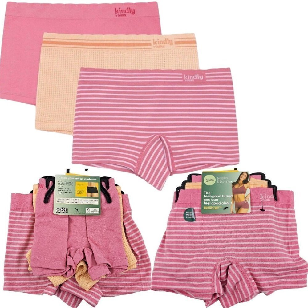 KINDLY Yours Sustainable Seamless 3-Pack Boyshort Underwear Panties - Size Small